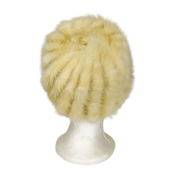 Vintage 50s Deborah Exclusive Beige Genuine Mink Fur Hat Fuzzy Winter Cap - Picture 11 of 11